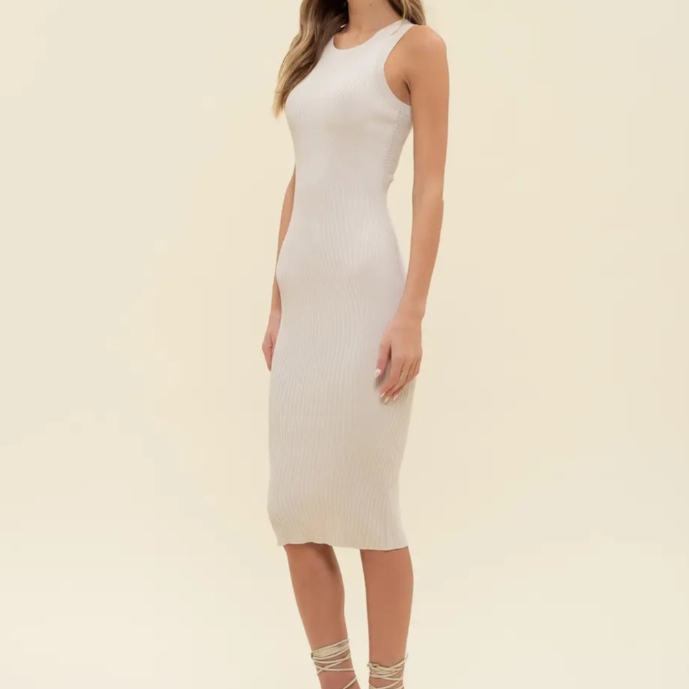 NWT The Workshop Knit Racer Back Dress in Cream